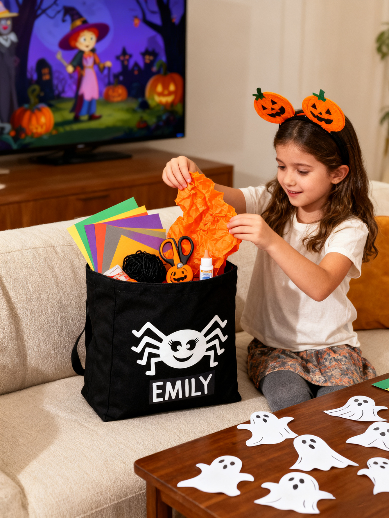Personalized Halloween Cute Spider Candy Bag